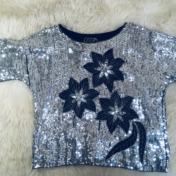Vintage Sequined Silk Blouse - Picture 2 of 5